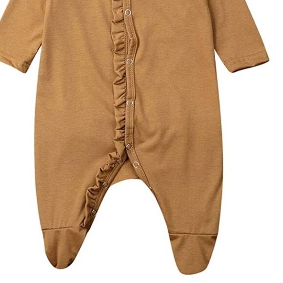 NWT Mustard Ruffle Footie Girls Romper Set - Picture 10 of 11